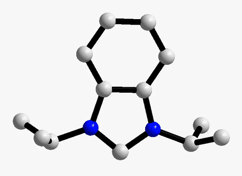 Rotating 3D model of an N-heterocyclic carbene (NHC) complex